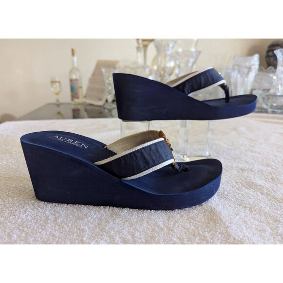 Lauren Ralph Lauren wedge thong sandal  Sz 6.5 - Picture 4 of 9